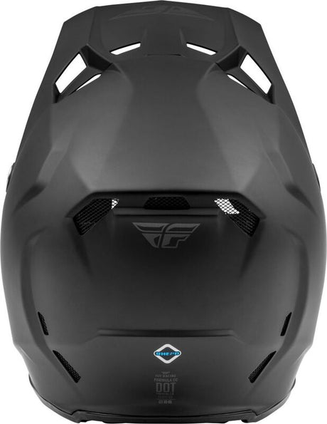 Schwarzer, matter Kinder-Motocrosshelm von FLY RACING, Fly Racing Formula CC Solid, mit sicherem Visier und Belüftungsöffnungen