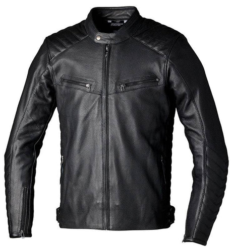 Schwarze RST Roadster Air CE Lederjacke für Herren, klassische Jacke mit Air-Design, sichtbar auf dem Produktbild.