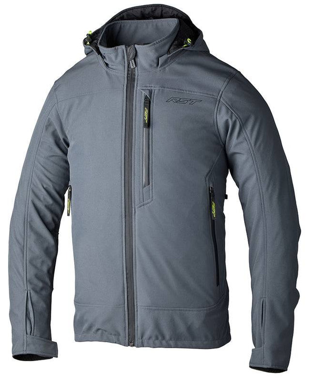 Graue RST Havoc CE Textil-Motorradjacke für Herren, urbane Jacke mit Schutzpolstern, Blick auf die Vorderseite.