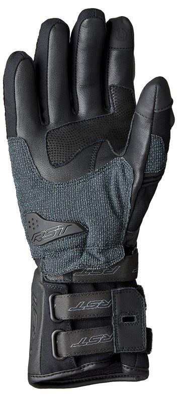 RST Pro Series Ranger CE wasserdichte Motorradhandschuhe in Schwarz, mit gestepptem Design und Schutzmaterial für sicheren Fahrkomfort