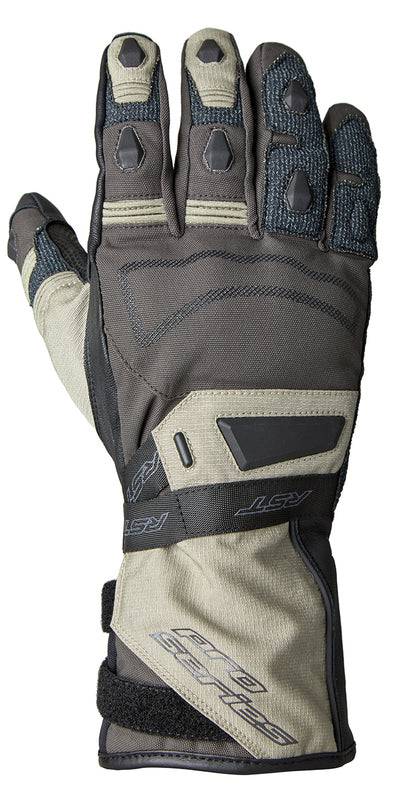 RST Pro Series Ranger CE wasserdichte Motorradhandschuhe in Sand und Schwarz, mit robustem Material und sicherem Schutz.