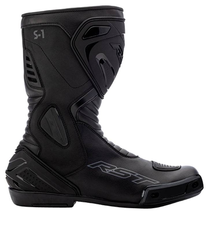 Schwarze RST S-1 Damen Wasserdichte Motorrad-Touringstiefel auf einem weißen Hintergrund