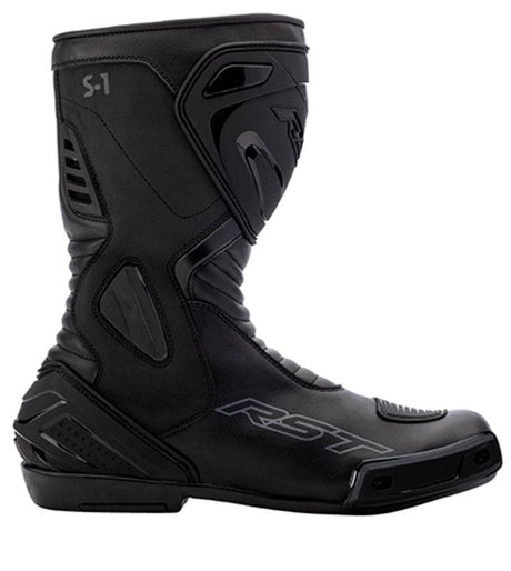 Schwarze RST S-1 Damen Wasserdichte Motorrad-Touringstiefel auf einem weißen Hintergrund