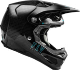 Schwarzer Fly Racing Formula S Carbon Motocrosshelm mit solidem Design, Schutzvisier und Belüftungsöffnungen.
