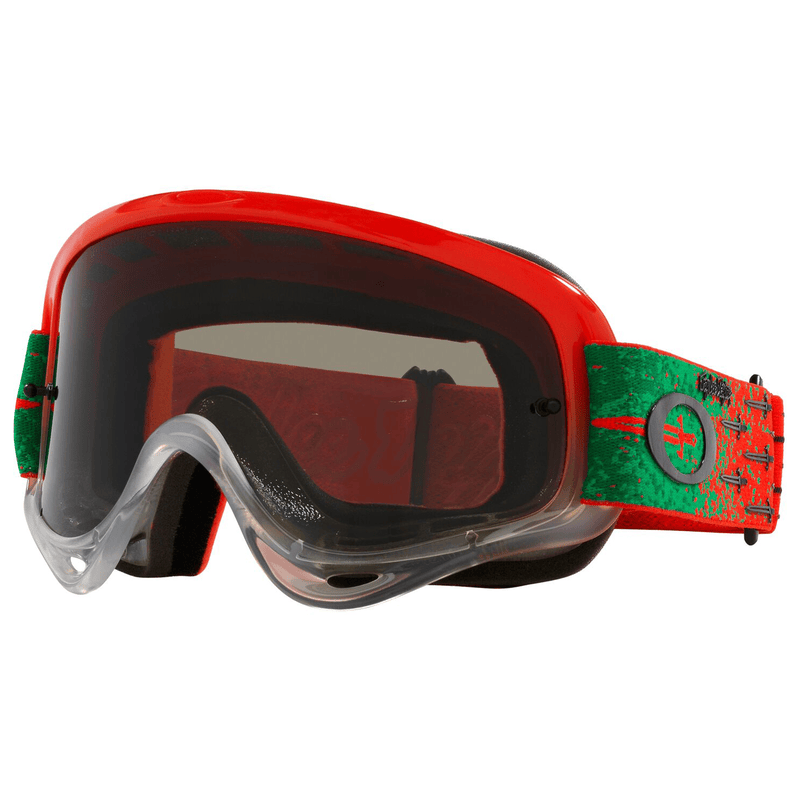 OAKLEY O Frame MX Brille TLD Carrack mit orange Rahmen und dunkler grauer Linse für Motocross und Offroad-Fahrten