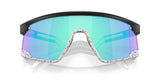 OAKLEY BXTR Sonnenbrille mit Prizm Sapphire Gläsern, sportliche Brille mit schwarzen Rahmen und blauen Gläsern.