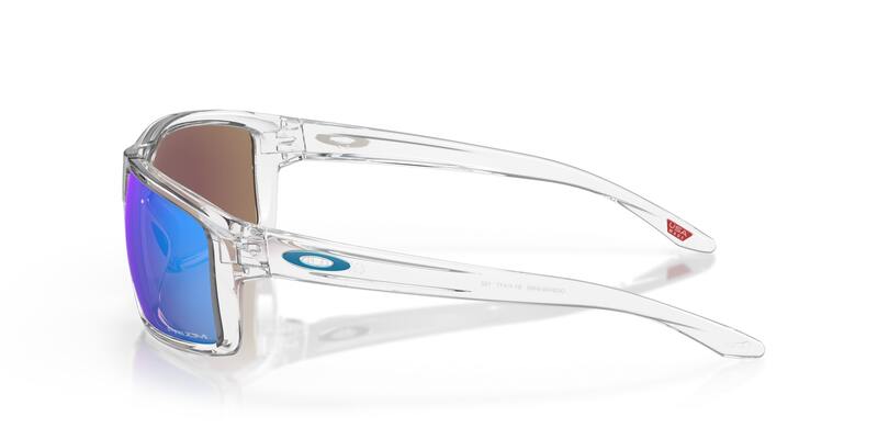 OAKLEY Gibston Sonnenbrille mit Prizm Sapphire Gläsern, stilvolle Brille mit schwarzem Rahmen und blauen Gläsern, Nahaufnahme
