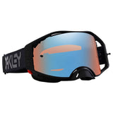 OAKLEY Airbrake MX-Brille in Schwarz mit Prizm MX Sapphire Gläsern, robuste Schutzbrille für Motocross, trägt auf dem Bild.