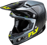 Fly Racing Formula S Carbon Protocol Motocrosshelm in Schwarz mit Carbongrau-Vis, leichter Schutzhelm für Offroad-Fahren