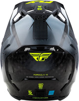 Fly Racing Formula S Carbon Protocol Motocrosshelm in Schwarz und Carbongrau mit Visier, leichter Helm für Offroad und Motocross.