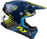 Motocrosshelm FLY RACING Formula Cp Slice in Navy und Weiß, leichter Helm mit luftigen Belüftungen und Visier, sicherer Schutz für Fahrer