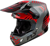 Fly Racing Formula Cp Slice Motocrosshelm in Graurotschwarz, leichter Helm mit Belüftung und visier für Offroad-Fahrten.