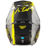 Motocrosshelm FLY RACING Formula Cp Manic in mattschwarz-gelb mit Belüftung und Visier, für sicheren Schutz beim Motocross.