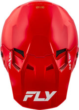 Motocrosshelm FLY RACING Formula CC Objective in Rotweiss mit Visier und Belüftungsöffnungen, sportlicher Schutzhelm.