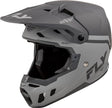 Motocrosshelm von FLY RACING in Schwarz-Grau mit aerodynamischem Design und Visier, geeignet für Offroad-Rennen.