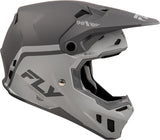 Motocrosshelm FLY RACING Formula CC Objective in Schwarz-Grau mit Visier und Belüftungssystem auf Bild.