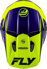 Motocrosshelm FLY RACING Kinetic Rally, hochsichtbar blaue und schwarze Farben, komfortabler Motocross-Helm für Offroad-Fahrer