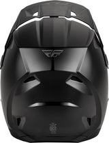 Fly Racing Kinetic Solid Jugend Motocrosshelm in mattschwarz, leichter und sicherer Helm für junge Fahrer, sichtbare Belüftungslöcher.