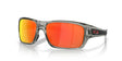 OAKLEY Turbine Sonnenbrille mit Prizm Ruby polarized Gläsern, sportliches Design, schwarze Rahmen, reflektierende Gläser