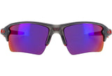 OAKLEY Flak 2.0 XL Sonnenbrille in mattem Grau mit Smoke-Gläsern und Prizm Road Tönung, sportliches Design