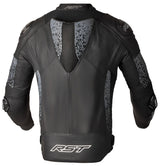 Schwarze und graue RST Pro Series Supersport-K Lederjacke für Adventure, mit robustem Design und sportlichem Stil.