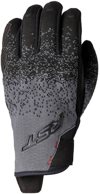 Schwarze RST K-Sport CE Motorradhandschuhe aus Leder mit Knöchelprotektoren und verstellbarem Handgelenkverschluss.