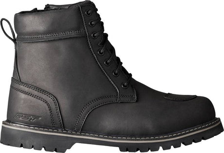 Schwarze RST Roadster 3 CE Lederstiefel für Motorradschuhe, klassische, robuste Schuhe mit Lederoptik.
