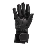 Schwarze RST Axiom wasserdichte Damen-Motorradhandschuhe aus Leder mit Protektoren und strapazierfähigem Material.