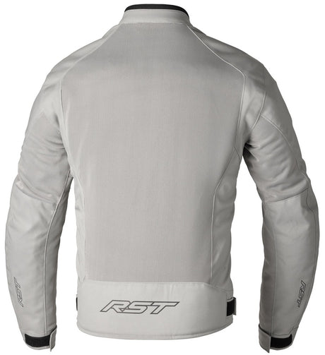 Leichte RST Spectre Air CE Textil-Motorradjacke in Silber, touring, atmungsaktiv, mit Schutz und reflektierenden Elementen.
