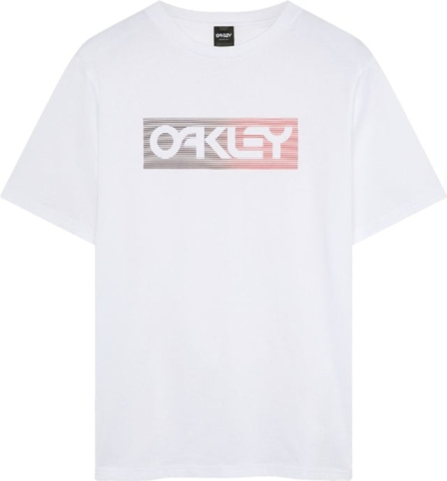 Weiße OAKLEY Dual B1B Logo T-Shirt für Freizeitbekleidung, mit sichtbarem Logo-Design auf der Vorderseite