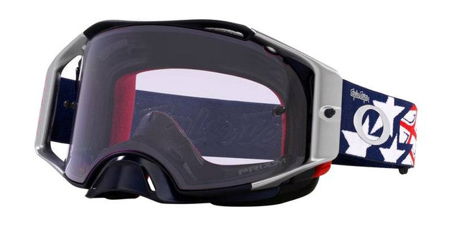 OAKLEY Airbrake MX-Brille mit TLD RWB Stars Prizm Linse für Low-Light-Motocross, schwarzes Rahmen-Design, klare Sicht