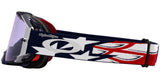 OAKLEY Airbrake MX Brille mit TLD RWB Stars Design und Prizm Low Light Linse für Motocross, auf einem weißen Hintergrund.