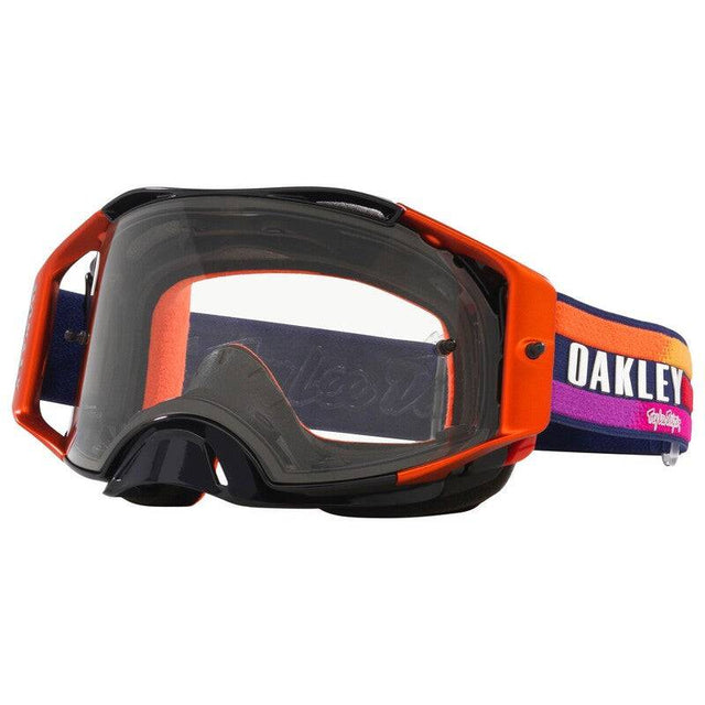 OAKLEY Airbrake MX-Brille mit TLD Navy Sunrise Rahmen und klarer Linse, ideal für Motocross- oder Offroad-Fahrten