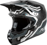 Motorradhelm von FLY RACING, Formula S Carbon Byte, schwarz mit karbongrauen Akzenten, leichter Motocrosshelm mit Visier