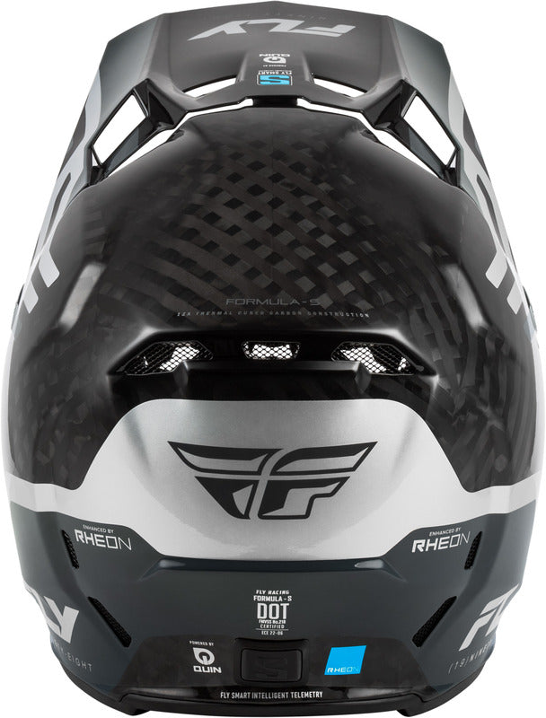 Motocrosshelm FLY RACING Formula S Carbon Byte in Schwarz und Carbongrau, leichter Helm mit Carbon-Design und Belüftung
