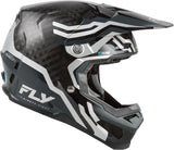 Motocrosshelm FLY RACING Formula S Carbon Byte in Schwarz und Carbongrausilber mit Belüftungsöffnungen und visier
