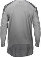 Fly Racing Evolution Dst MX-Jersey in Weiß und Grau, atmungsaktives Motocross-Trikot mit stylischem Design.