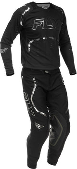 Fly Racing Evolution DST Spark Special Edition MX-Hose in Schwarz und Silber, robuste Motorrad- und Motocross-Hose.