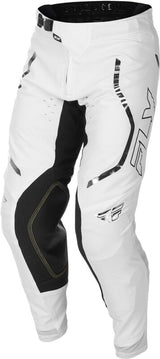 Fly Racing Evolution DST Flash L E MX-Hose in Weiß und Silber, strapazierfähige Offroad-Fahrhose mit Schutz.