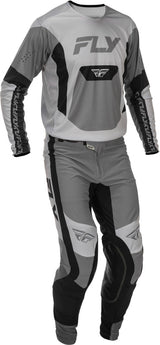 Fly Racing Lite MX-Jersey in Grau und Schwarz, leichte Motocross-Jersey mit atmungsaktivem Material, für sportliche Fahrer.
