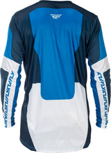 Fly Racing Lite MX-Jersey in Blau-Weiß, leichte und atmungsaktive Offroad-Motorradtrikot, ideal für motocross und Enduro.