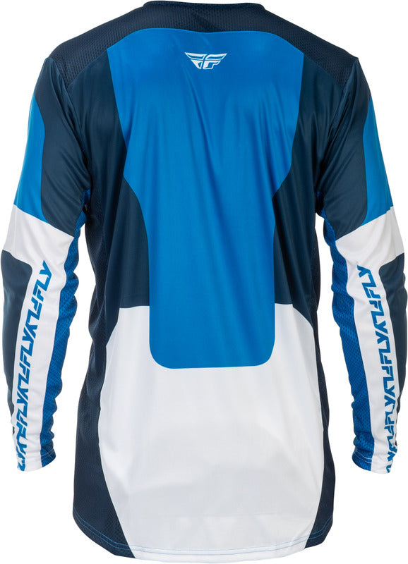 Fly Racing Lite MX-Jersey in Blau-Weiß, leichte und atmungsaktive Offroad-Motorradtrikot, ideal für motocross und Enduro.