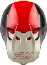 Fly Racing Formel CC Glide Motocrosshelm in Schwarz-Rot-Grau mit Belüftungsöffnungen und Visier, leichter, strapazierfähiger Helm