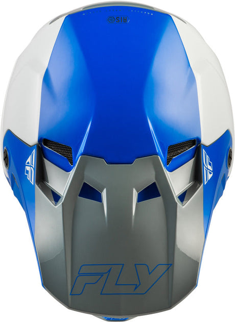 Motocrosshelm FLY RACING Formula CC Glide in Blaugrau, leichter Helm mit Belüftung und Schutz für Offroad-Fahrten.