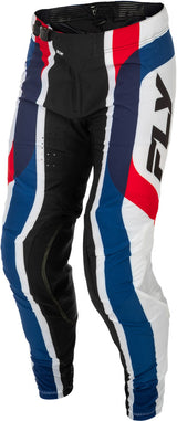 Fly Racing Lite Glory Special Edition MX-Hose in Rot, Weiß und Blau mit elastischem Material und Schutzdetails sichtbar.