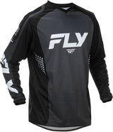 Schwarze und weiße Fly Racing F 16 MX-Jersey mit sportlichem Design, bequemem Material und atmungsaktiver Passform.