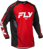 Fly Racing F 16 MX-Jersey in Rot, Schwarz und Weiß, mit atmungsaktivem Stoff und sportlichem Design.
