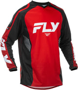 Fly Racing F 16 MX-Jersey in Rot, Schwarz und Weiß, atmungsaktives Motorradsport-Trikot mit Logo und sportlichem Design.