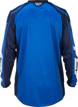 Fly Racing F 16 MX-Jersey in dunklem Blau, Weiß mit Logo, aus atmungsaktivem Material für Motocross-Fahrer.