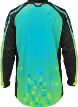 Fly Racing F 16 MX-Jersey in Aqua, Schwarz und Weiss, bequemes Motorsport-Trikot mit atmungsaktivem Material.
